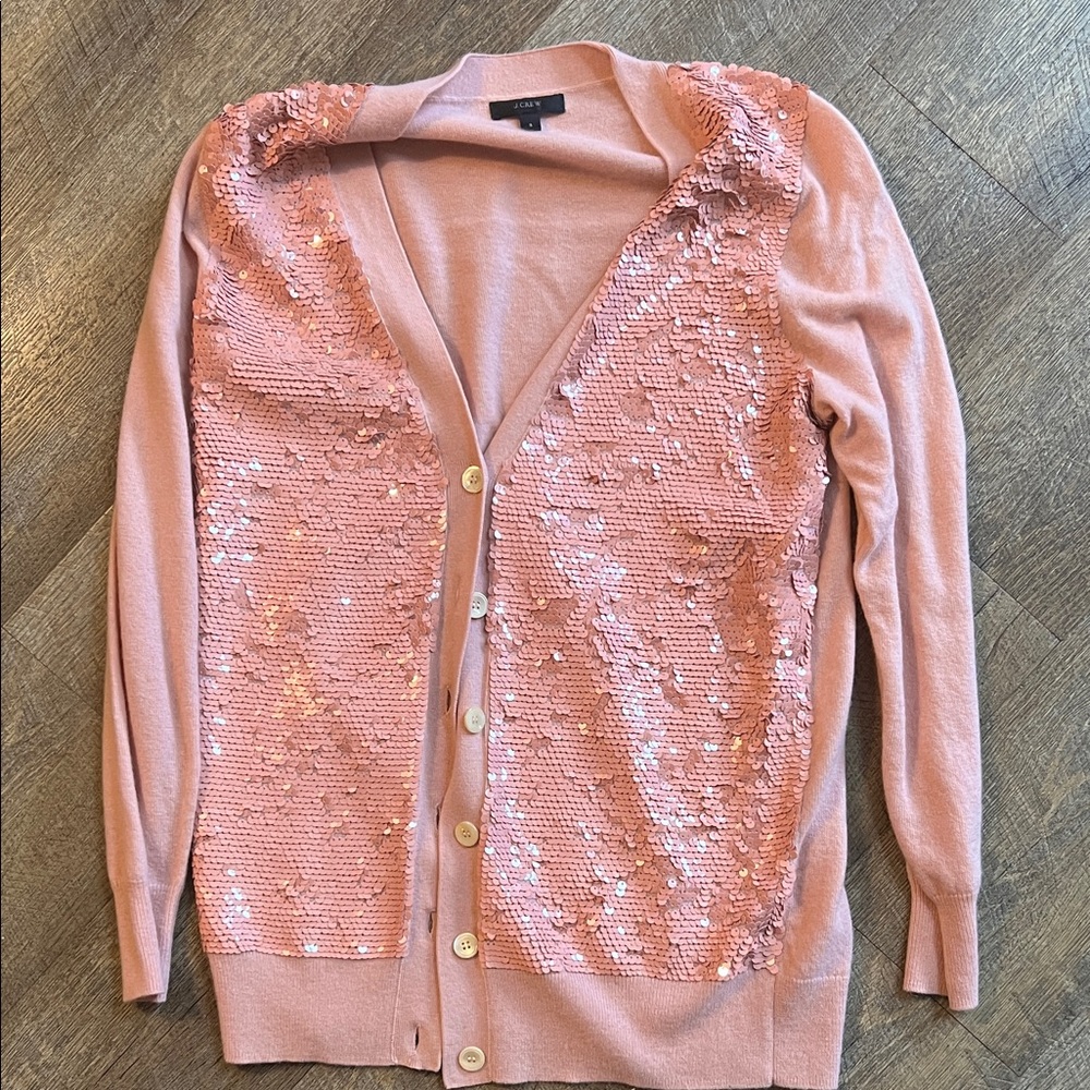 J. Crew Pink Sequin Cardigan